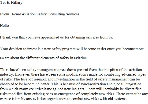 1.3 - Discussion Acme Aviation Safety Consultant Service